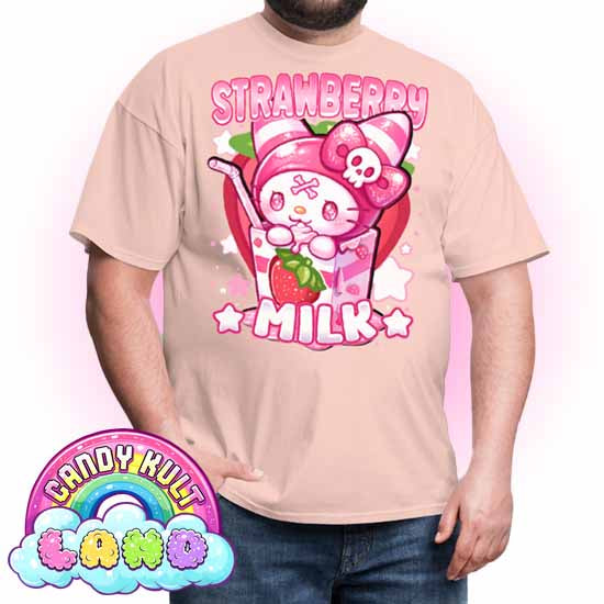 Wishbone Strawberry Milk  - Candy Kult Land COLOUR Men's / Unisex Classic T-Shirt - Candy Kult - Candy Cult - Candy Kult Land - Wishbone - Boo Kitty - Panku - Frosti - Toxic Kitten - Hex-Heart - Cult Candy - Cake High Heels - [product_vendor}