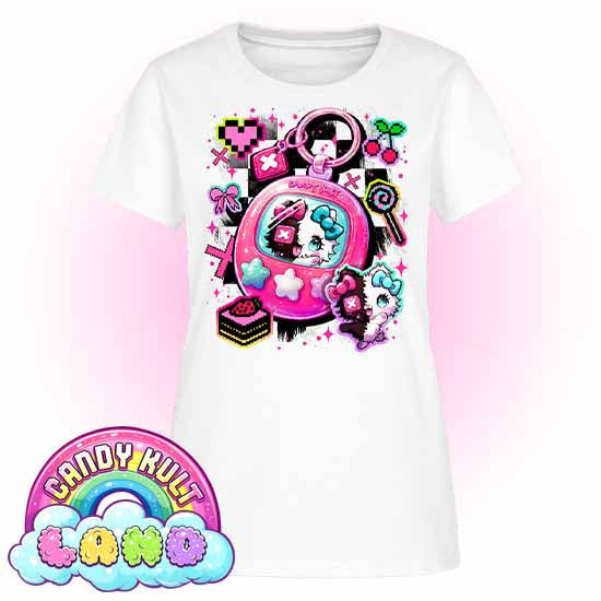 Toxic Kitten Virtual Pet - Candy Kult Land Women's FITTED T-Shirt - Candy Kult - Candy Cult - Candy Kult Land - Wishbone - Boo Kitty - Panku - Frosti - Toxic Kitten - Hex-Heart - Cult Candy - Cake High Heels - [product_vendor}