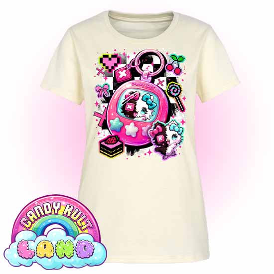 Toxic Kitten Virtual Pet - Candy Kult Land Women's FITTED T-Shirt - Candy Kult - Candy Cult - Candy Kult Land - Wishbone - Boo Kitty - Panku - Frosti - Toxic Kitten - Hex-Heart - Cult Candy - Cake High Heels - [product_vendor}