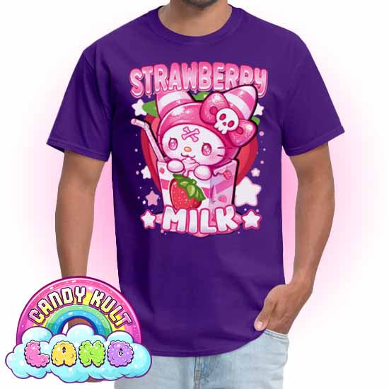 Wishbone Strawberry Milk  - Candy Kult Land COLOUR Men's / Unisex Classic T-Shirt - Candy Kult - Candy Cult - Candy Kult Land - Wishbone - Boo Kitty - Panku - Frosti - Toxic Kitten - Hex-Heart - Cult Candy - Cake High Heels - [product_vendor}
