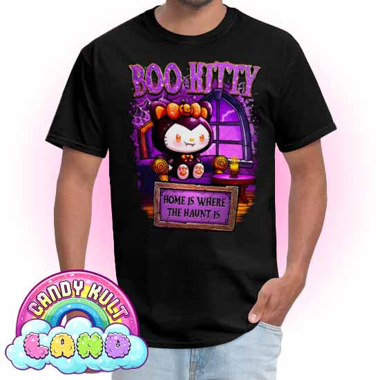 Home Is Where The Haunt Is Boo Kitty  - Candy Kult Land Men's / Unisex Classic T-Shirt - Candy Kult - Candy Cult - Candy Kult Land - Wishbone - Boo Kitty - Panku - Frosti - Toxic Kitten - Hex-Heart - Cult Candy - Cake High Heels - [product_vendor}