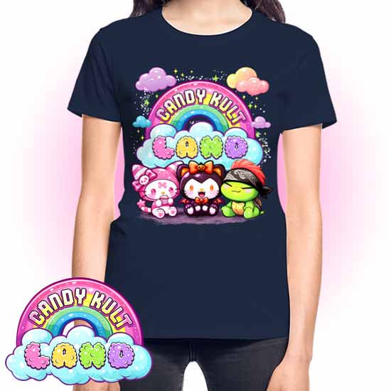 Wishbone Boo & Panku -Candy Kult Land Logo REGULAR FIT Ladies T-Shirt - Candy Kult - Candy Cult - Candy Kult Land - Wishbone - Boo Kitty - Panku - Frosti - Toxic Kitten - Hex-Heart - Cult Candy - Cake High Heels - [product_vendor}