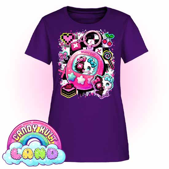 Toxic Kitten Virtual Pet - Candy Kult Land Women's FITTED T-Shirt - Candy Kult - Candy Cult - Candy Kult Land - Wishbone - Boo Kitty - Panku - Frosti - Toxic Kitten - Hex-Heart - Cult Candy - Cake High Heels - [product_vendor}
