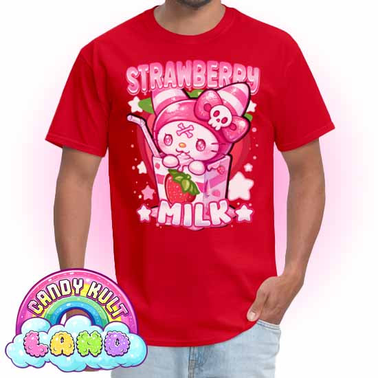 Wishbone Strawberry Milk  - Candy Kult Land COLOUR Men's / Unisex Classic T-Shirt - Candy Kult - Candy Cult - Candy Kult Land - Wishbone - Boo Kitty - Panku - Frosti - Toxic Kitten - Hex-Heart - Cult Candy - Cake High Heels - [product_vendor}