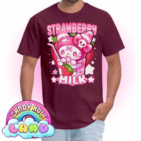 Wishbone Strawberry Milk  - Candy Kult Land COLOUR Men's / Unisex Classic T-Shirt - Candy Kult - Candy Cult - Candy Kult Land - Wishbone - Boo Kitty - Panku - Frosti - Toxic Kitten - Hex-Heart - Cult Candy - Cake High Heels - [product_vendor}