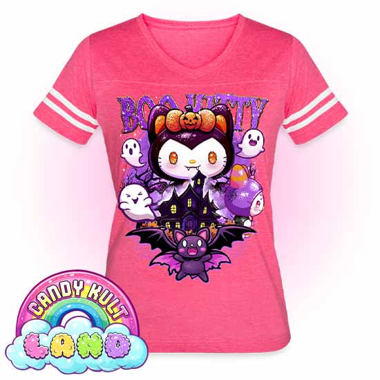 Boo Kitty Origins - Candy Kult Land Women’s Vintage Sport T-Shirt - Candy Kult - Candy Cult - Candy Kult Land - Wishbone - Boo Kitty - Panku - Frosti - Toxic Kitten - Hex-Heart - Cult Candy - Cake High Heels - [product_vendor}