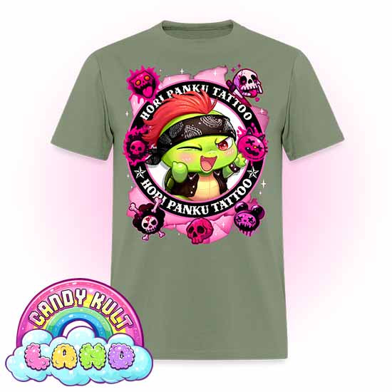 Hori Panku Tattoo Pink - Candy Kult Land COLOUR Men's / Unisex Classic T-Shirt - Candy Kult - Candy Cult - Candy Kult Land - Wishbone - Boo Kitty - Panku - Frosti - Toxic Kitten - Hex-Heart - Cult Candy - Cake High Heels - [product_vendor}
