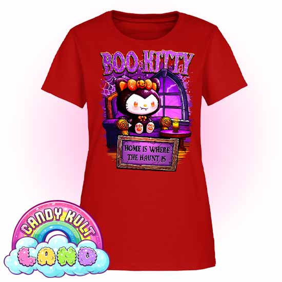 Home Is Where The Haunt Is Boo Kitty - Candy Kult land Women's FITTED T-Shirt - Candy Kult - Candy Cult - Candy Kult Land - Wishbone - Boo Kitty - Panku - Frosti - Toxic Kitten - Hex-Heart - Cult Candy - Cake High Heels - [product_vendor}