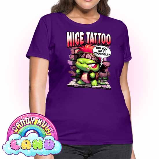 Nice Tattoo Did you Do It Yourself? Panku - Candy Kult Land Women's FITTED T-Shirt - Candy Kult - Candy Cult - Candy Kult Land - Wishbone - Boo Kitty - Panku - Frosti - Toxic Kitten - Hex-Heart - Cult Candy - Cake High Heels - [product_vendor}