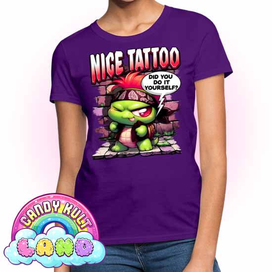 Nice Tattoo Did you Do It Yourself? Panku - Candy Kult Land Women's FITTED T-Shirt - Candy Kult - Candy Cult - Candy Kult Land - Wishbone - Boo Kitty - Panku - Frosti - Toxic Kitten - Hex-Heart - Cult Candy - Cake High Heels - [product_vendor}