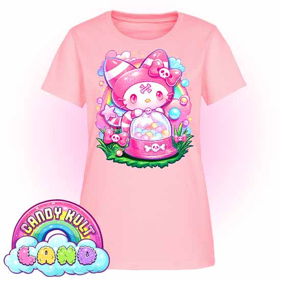 Wishbone Gumball Machine - Candy Kult Land Women's FITTED T-Shirt - Candy Kult - Candy Cult - Candy Kult Land - Wishbone - Boo Kitty - Panku - Frosti - Toxic Kitten - Hex-Heart - Cult Candy - Cake High Heels - [product_vendor}