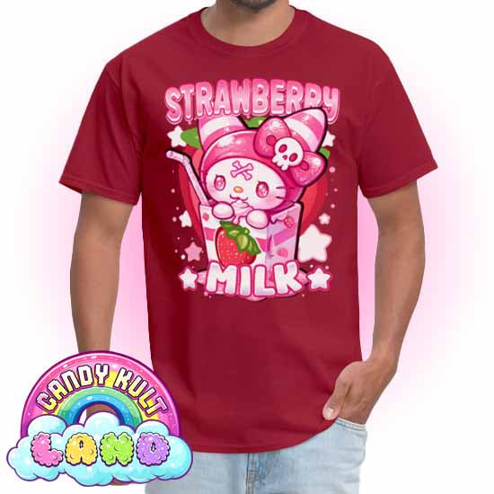 Wishbone Strawberry Milk  - Candy Kult Land COLOUR Men's / Unisex Classic T-Shirt - Candy Kult - Candy Cult - Candy Kult Land - Wishbone - Boo Kitty - Panku - Frosti - Toxic Kitten - Hex-Heart - Cult Candy - Cake High Heels - [product_vendor}