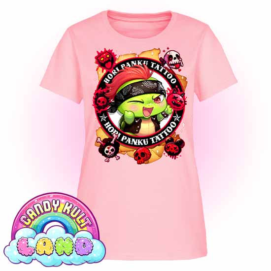 Hori Panku Tattoo - Candy Kult Land Women's FITTED T-Shirt - Candy Kult - Candy Cult - Candy Kult Land - Wishbone - Boo Kitty - Panku - Frosti - Toxic Kitten - Hex-Heart - Cult Candy - Cake High Heels - [product_vendor}