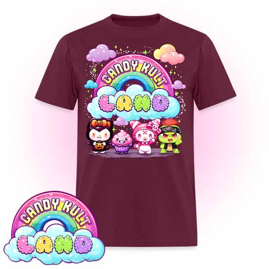Wishbone, Frosti Boo & Panku - Candy Kult Land COLOUR Men's / Unisex Classic T-Shirt - Candy Kult - Candy Cult - Candy Kult Land - Wishbone - Boo Kitty - Panku - Frosti - Toxic Kitten - Hex-Heart - Cult Candy - Cake High Heels - [product_vendor}