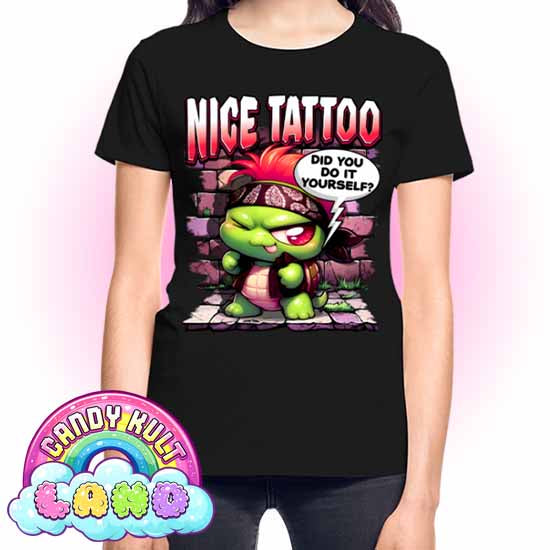 Nice Tattoo Did You Do It Yourself? Panku - Candy Kult Land REGULAR FIT Ladies T-Shirt - Candy Kult - Candy Cult - Candy Kult Land - Wishbone - Boo Kitty - Panku - Frosti - Toxic Kitten - Hex-Heart - Cult Candy - Cake High Heels - [product_vendor}