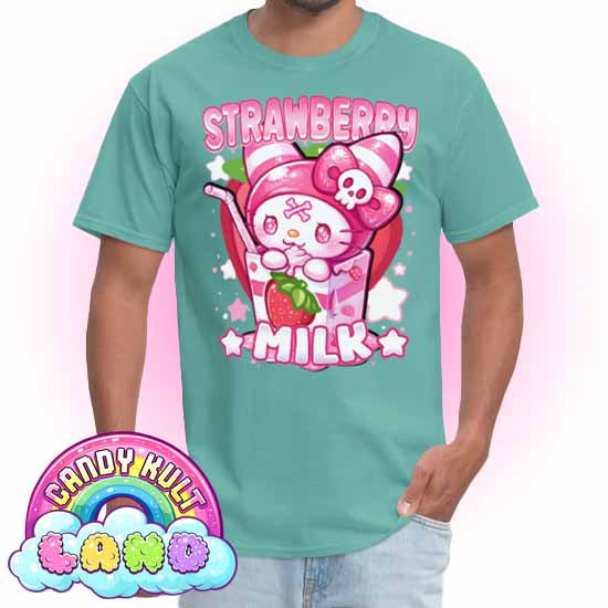 Wishbone Strawberry Milk  - Candy Kult Land COLOUR Men's / Unisex Classic T-Shirt - Candy Kult - Candy Cult - Candy Kult Land - Wishbone - Boo Kitty - Panku - Frosti - Toxic Kitten - Hex-Heart - Cult Candy - Cake High Heels - [product_vendor}