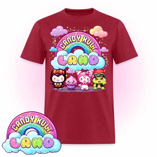 Wishbone, Frosti Boo & Panku - Candy Kult Land COLOUR Men's / Unisex Classic T-Shirt - Candy Kult - Candy Cult - Candy Kult Land - Wishbone - Boo Kitty - Panku - Frosti - Toxic Kitten - Hex-Heart - Cult Candy - Cake High Heels - [product_vendor}