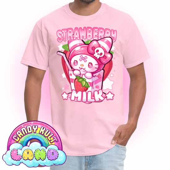 Wishbone Strawberry Milk  - Candy Kult Land COLOUR Men's / Unisex Classic T-Shirt - Candy Kult - Candy Cult - Candy Kult Land - Wishbone - Boo Kitty - Panku - Frosti - Toxic Kitten - Hex-Heart - Cult Candy - Cake High Heels - [product_vendor}