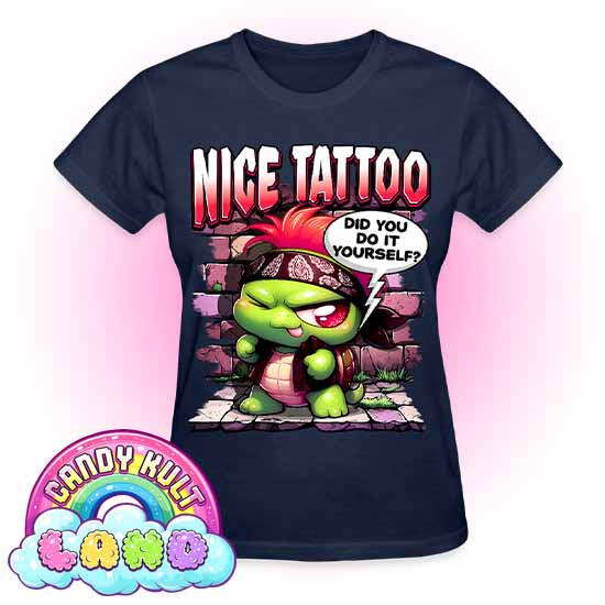 Nice Tattoo Did You Do It Yourself? Panku - Candy Kult Land REGULAR FIT Ladies T-Shirt - Candy Kult - Candy Cult - Candy Kult Land - Wishbone - Boo Kitty - Panku - Frosti - Toxic Kitten - Hex-Heart - Cult Candy - Cake High Heels - [product_vendor}