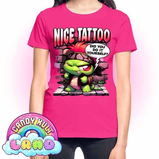 Nice Tattoo Did You Do It Yourself? Panku - Candy Kult Land REGULAR FIT Ladies T-Shirt - Candy Kult - Candy Cult - Candy Kult Land - Wishbone - Boo Kitty - Panku - Frosti - Toxic Kitten - Hex-Heart - Cult Candy - Cake High Heels - [product_vendor}
