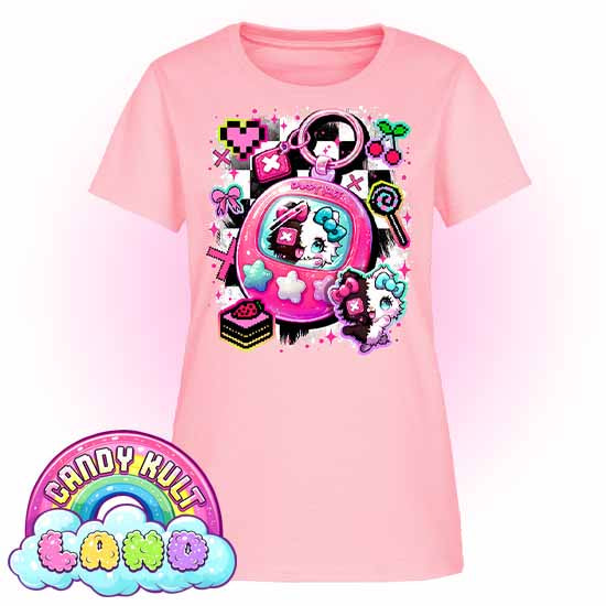 Toxic Kitten Virtual Pet - Candy Kult Land Women's FITTED T-Shirt - Candy Kult - Candy Cult - Candy Kult Land - Wishbone - Boo Kitty - Panku - Frosti - Toxic Kitten - Hex-Heart - Cult Candy - Cake High Heels - [product_vendor}