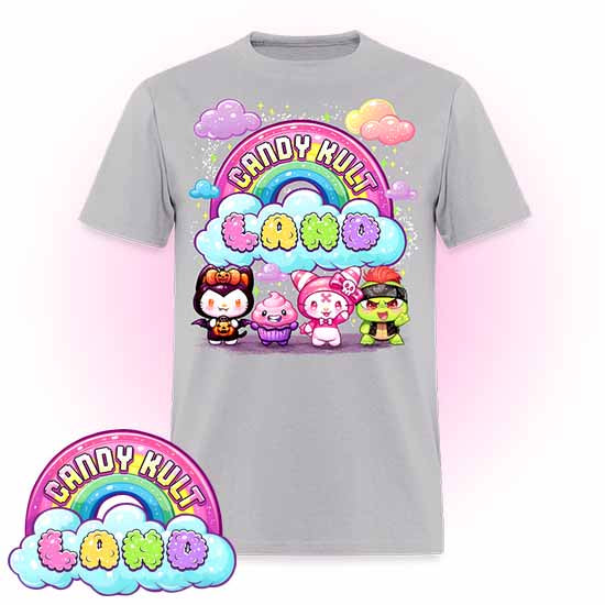 Wishbone, Frosti Boo & Panku - Candy Kult Land Men's / Unisex Classic T-Shirt - Candy Kult - Candy Cult - Candy Kult Land - Wishbone - Boo Kitty - Panku - Frosti - Toxic Kitten - Hex-Heart - Cult Candy - Cake High Heels - [product_vendor}