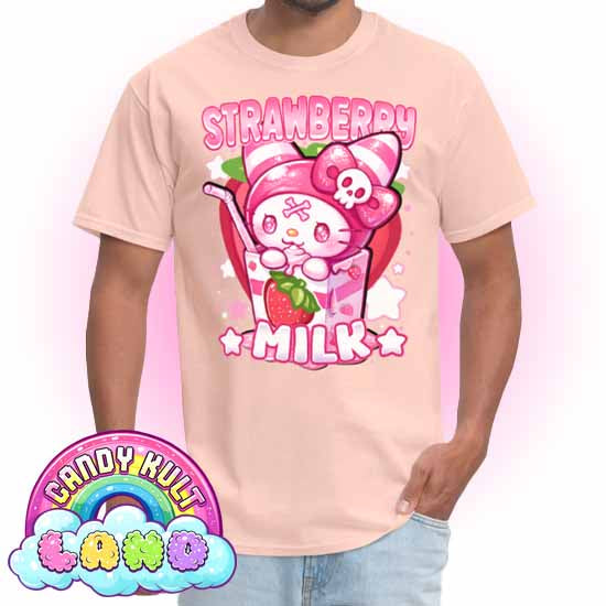 Wishbone Strawberry Milk  - Candy Kult Land COLOUR Men's / Unisex Classic T-Shirt - Candy Kult - Candy Cult - Candy Kult Land - Wishbone - Boo Kitty - Panku - Frosti - Toxic Kitten - Hex-Heart - Cult Candy - Cake High Heels - [product_vendor}
