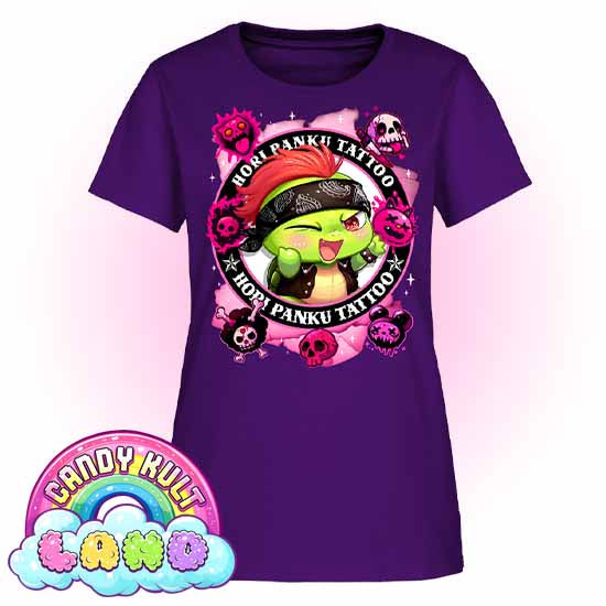 Hori Panku Tattoo Pink - Candy Kult Land Women's FITTED T-Shirt - Candy Kult - Candy Cult - Candy Kult Land - Wishbone - Boo Kitty - Panku - Frosti - Toxic Kitten - Hex-Heart - Cult Candy - Cake High Heels - [product_vendor}