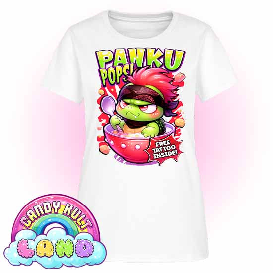 Panku Pops Cereal - Candy Kult Land Women's FITTED T-Shirt - Candy Kult - Candy Cult - Candy Kult Land - Wishbone - Boo Kitty - Panku - Frosti - Toxic Kitten - Hex-Heart - Cult Candy - Cake High Heels - [product_vendor}