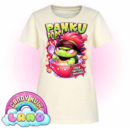 Panku Pops Cereal - Candy Kult Land Women's FITTED T-Shirt - Candy Kult - Candy Cult - Candy Kult Land - Wishbone - Boo Kitty - Panku - Frosti - Toxic Kitten - Hex-Heart - Cult Candy - Cake High Heels - [product_vendor}