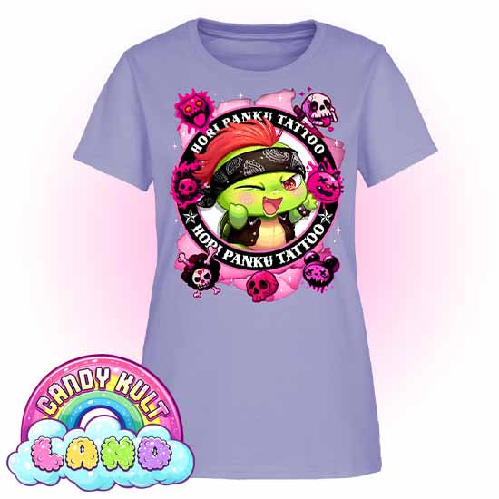 Hori Panku Tattoo Pink - Candy Kult Land Women's FITTED T-Shirt - Candy Kult - Candy Cult - Candy Kult Land - Wishbone - Boo Kitty - Panku - Frosti - Toxic Kitten - Hex-Heart - Cult Candy - Cake High Heels - [product_vendor}