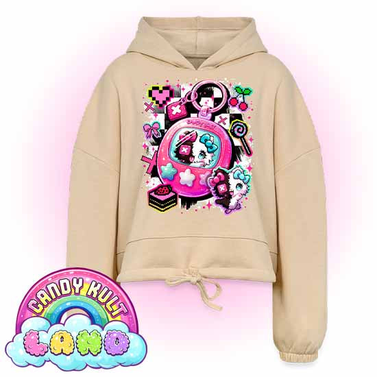 Toxic Kitten Virtual Pet - Candy Kult Land Women’s Cropped Hoodie