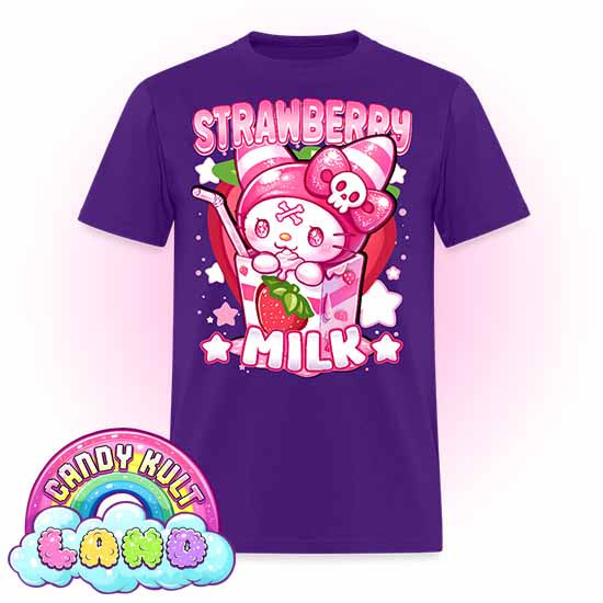 Wishbone Strawberry Milk  - Candy Kult Land COLOUR Men's / Unisex Classic T-Shirt - Candy Kult - Candy Cult - Candy Kult Land - Wishbone - Boo Kitty - Panku - Frosti - Toxic Kitten - Hex-Heart - Cult Candy - Cake High Heels - [product_vendor}