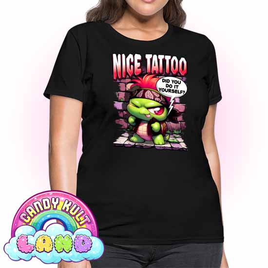 Nice Tattoo Did you Do It Yourself? Panku - Candy Kult Land Women's FITTED T-Shirt - Candy Kult - Candy Cult - Candy Kult Land - Wishbone - Boo Kitty - Panku - Frosti - Toxic Kitten - Hex-Heart - Cult Candy - Cake High Heels - [product_vendor}