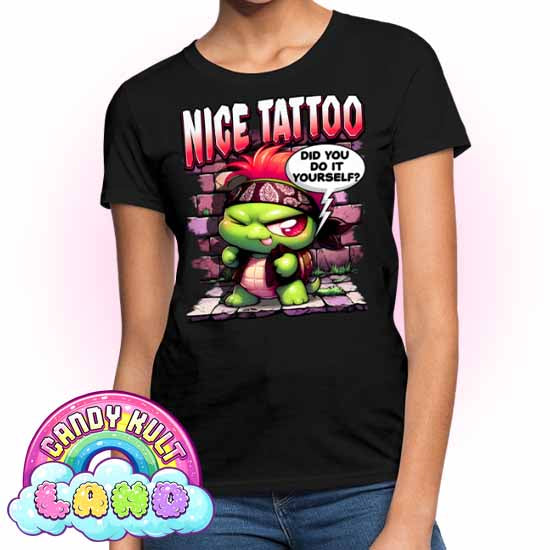 Nice Tattoo Did you Do It Yourself? Panku - Candy Kult Land Women's FITTED T-Shirt - Candy Kult - Candy Cult - Candy Kult Land - Wishbone - Boo Kitty - Panku - Frosti - Toxic Kitten - Hex-Heart - Cult Candy - Cake High Heels - [product_vendor}
