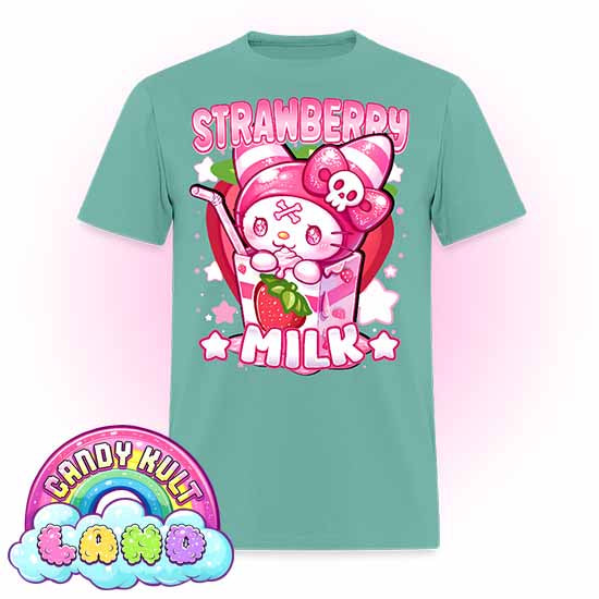 Wishbone Strawberry Milk  - Candy Kult Land COLOUR Men's / Unisex Classic T-Shirt - Candy Kult - Candy Cult - Candy Kult Land - Wishbone - Boo Kitty - Panku - Frosti - Toxic Kitten - Hex-Heart - Cult Candy - Cake High Heels - [product_vendor}