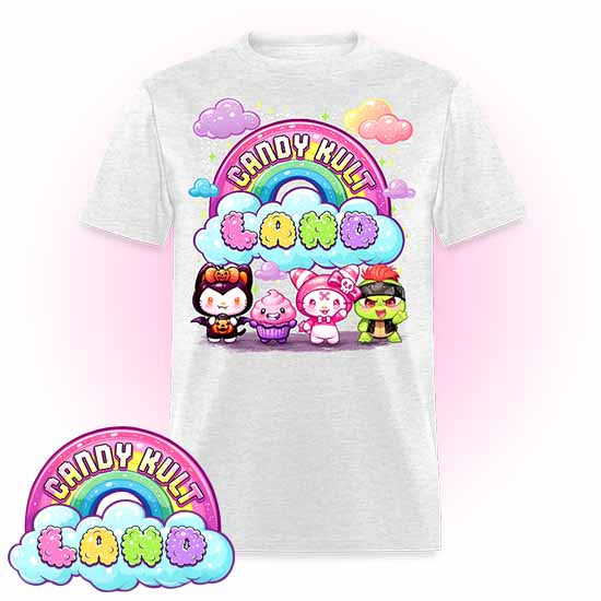 Wishbone, Frosti Boo & Panku - Candy Kult Land Men's / Unisex Classic T-Shirt - Candy Kult - Candy Cult - Candy Kult Land - Wishbone - Boo Kitty - Panku - Frosti - Toxic Kitten - Hex-Heart - Cult Candy - Cake High Heels - [product_vendor}