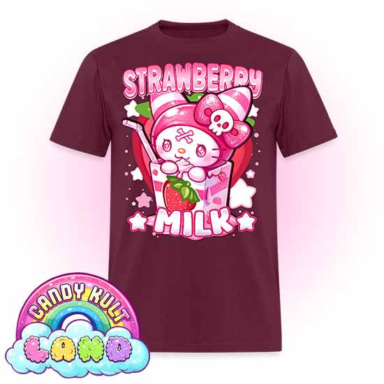 Wishbone Strawberry Milk  - Candy Kult Land COLOUR Men's / Unisex Classic T-Shirt - Candy Kult - Candy Cult - Candy Kult Land - Wishbone - Boo Kitty - Panku - Frosti - Toxic Kitten - Hex-Heart - Cult Candy - Cake High Heels - [product_vendor}