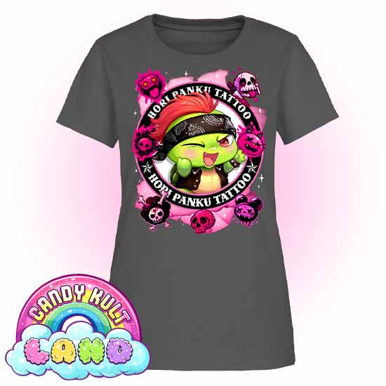 Hori Panku Tattoo Pink - Candy Kult Land Women's FITTED T-Shirt - Candy Kult - Candy Cult - Candy Kult Land - Wishbone - Boo Kitty - Panku - Frosti - Toxic Kitten - Hex-Heart - Cult Candy - Cake High Heels - [product_vendor}