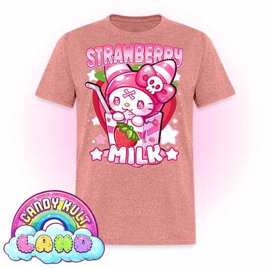 Wishbone Strawberry Milk  - Candy Kult Land COLOUR Men's / Unisex Classic T-Shirt - Candy Kult - Candy Cult - Candy Kult Land - Wishbone - Boo Kitty - Panku - Frosti - Toxic Kitten - Hex-Heart - Cult Candy - Cake High Heels - [product_vendor}