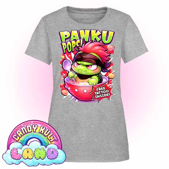 Panku Pops Cereal - Candy Kult Land Women's FITTED T-Shirt - Candy Kult - Candy Cult - Candy Kult Land - Wishbone - Boo Kitty - Panku - Frosti - Toxic Kitten - Hex-Heart - Cult Candy - Cake High Heels - [product_vendor}