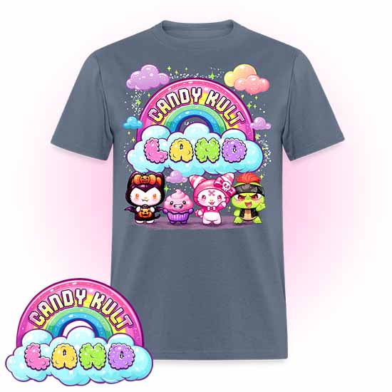 Wishbone, Frosti Boo & Panku - Candy Kult Land Men's / Unisex Classic T-Shirt - Candy Kult - Candy Cult - Candy Kult Land - Wishbone - Boo Kitty - Panku - Frosti - Toxic Kitten - Hex-Heart - Cult Candy - Cake High Heels - [product_vendor}