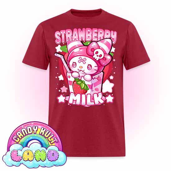 Wishbone Strawberry Milk  - Candy Kult Land COLOUR Men's / Unisex Classic T-Shirt - Candy Kult - Candy Cult - Candy Kult Land - Wishbone - Boo Kitty - Panku - Frosti - Toxic Kitten - Hex-Heart - Cult Candy - Cake High Heels - [product_vendor}