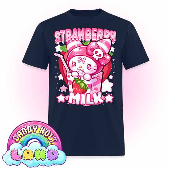 Wishbone Strawberry Milk  - Candy Kult Land COLOUR Men's / Unisex Classic T-Shirt - Candy Kult - Candy Cult - Candy Kult Land - Wishbone - Boo Kitty - Panku - Frosti - Toxic Kitten - Hex-Heart - Cult Candy - Cake High Heels - [product_vendor}