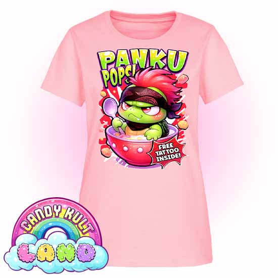 Panku Pops Cereal - Candy Kult Land Women's FITTED T-Shirt - Candy Kult - Candy Cult - Candy Kult Land - Wishbone - Boo Kitty - Panku - Frosti - Toxic Kitten - Hex-Heart - Cult Candy - Cake High Heels - [product_vendor}