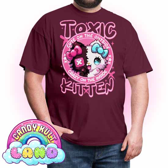 Crazy On The Inside Toxic Kitten  - Candy Kult Land COLOUR Men's / Unisex Classic T-Shirt - Candy Kult - Candy Cult - Candy Kult Land - Wishbone - Boo Kitty - Panku - Frosti - Toxic Kitten - Hex-Heart - Cult Candy - Cake High Heels - [product_vendor}