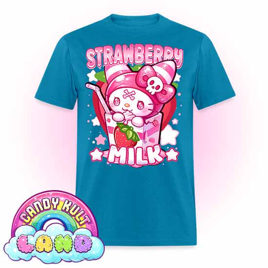 Wishbone Strawberry Milk  - Candy Kult Land COLOUR Men's / Unisex Classic T-Shirt - Candy Kult - Candy Cult - Candy Kult Land - Wishbone - Boo Kitty - Panku - Frosti - Toxic Kitten - Hex-Heart - Cult Candy - Cake High Heels - [product_vendor}