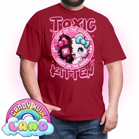 Crazy On The Inside Toxic Kitten  - Candy Kult Land COLOUR Men's / Unisex Classic T-Shirt - Candy Kult - Candy Cult - Candy Kult Land - Wishbone - Boo Kitty - Panku - Frosti - Toxic Kitten - Hex-Heart - Cult Candy - Cake High Heels - [product_vendor}