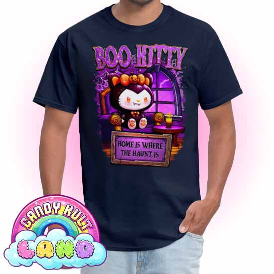 Home Is Where The Haunt Is Boo Kitty  - Candy Kult Land COLOUR Men's / Unisex Classic T-Shirt - Candy Kult - Candy Cult - Candy Kult Land - Wishbone - Boo Kitty - Panku - Frosti - Toxic Kitten - Hex-Heart - Cult Candy - Cake High Heels - [product_vendor}