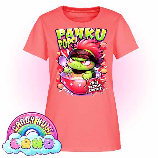 Panku Pops Cereal - Candy Kult Land Women's FITTED T-Shirt - Candy Kult - Candy Cult - Candy Kult Land - Wishbone - Boo Kitty - Panku - Frosti - Toxic Kitten - Hex-Heart - Cult Candy - Cake High Heels - [product_vendor}